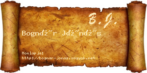 Bognár Jónás névjegykártya