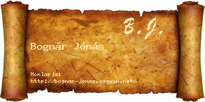 Bognár Jónás névjegykártya